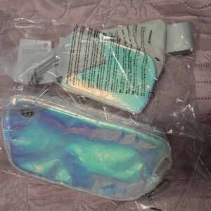 Lululemon White Iridescent Belt Bag Crossbody With Dual Pouch